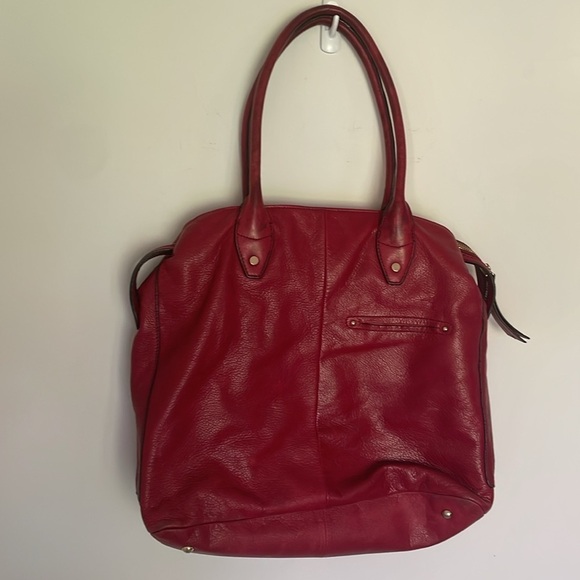 B Makowsky Red Leather Oversized Tote Shoulder Bag Handbag AS IS - Picture 9 of 9